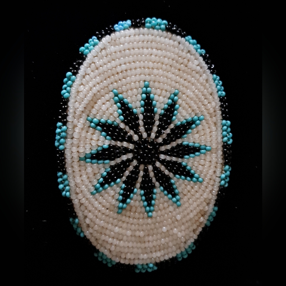 Vintage Seed Bead Belt Buckle - Blue Star
